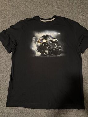 Nike Black Short Sleeve Tee with Football Helmet Graphic, ravens